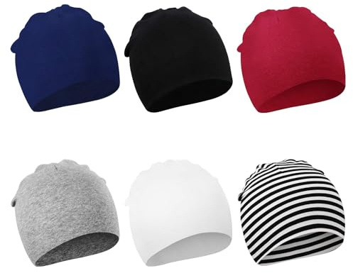 DRESHOW BQUBO 6 Pack Baby Hats for Boys Girls Unisex Baby Beanie Hat Soft Cute Knit Cap Nursery Beanie for Newborn Infant Toddler Kid
