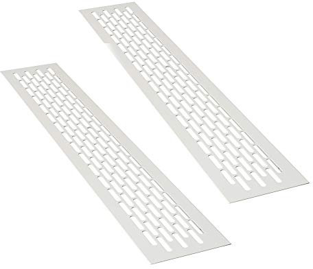 sossai® Aluminium Lüftungsgitter - Alucratis (2 Stück) | Rechteckig - Maße: 48 x 8 cm | Farbe: Weiss | Pulverbeschichtet
