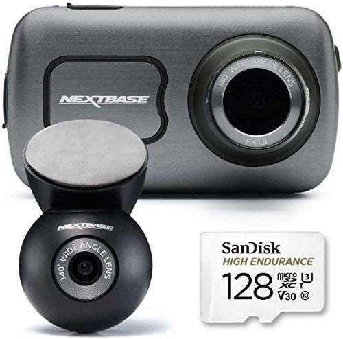 Nextbase 622GW Dash Cam anteriore e posteriore fotocamera con scheda SD classe 10 U3 128gb - Full 4K/30fps UHD in auto registrazione- WIFI Bluetooth GPS -Super Slow Motion 120fps- Alexa Built-in