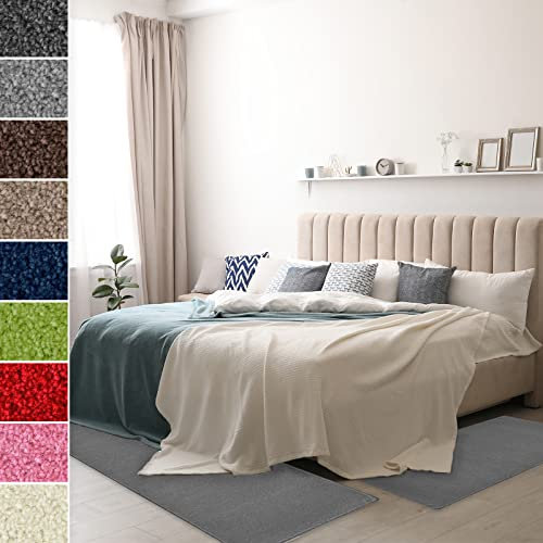 Velours-Bettumrandung Dynasty - Bettvorleger Teppichläufer - 3-teiliges Läufer-Set in 3 Größen (B: 67 cm | L: 1 x 250 cm + 2 x 140 cm, Silbergrau)