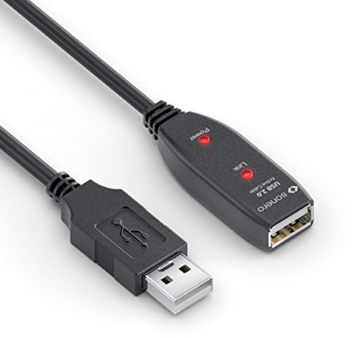 Sonero® USB 2.0 Kabel, aktives Verlängerungskabel mit Signalverstärker, Datenkabel, USB-A Stecker auf USB-A Buchse, 480 Mbit/s, 5.00m, schwarz