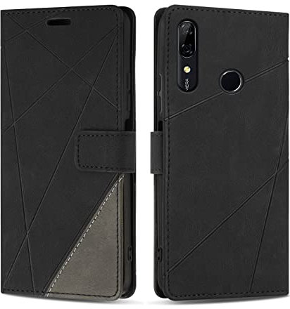 SONWO Coque pour Huawei P Smart Z/Huawei Y9 Prime 2019, Protection Housse Etui en Cuir PU Portefeuille Livre pour Huawei P Smart Z/Huawei Y9 Prime 2019, Emplacements Cartes, Fonction Support, Noir