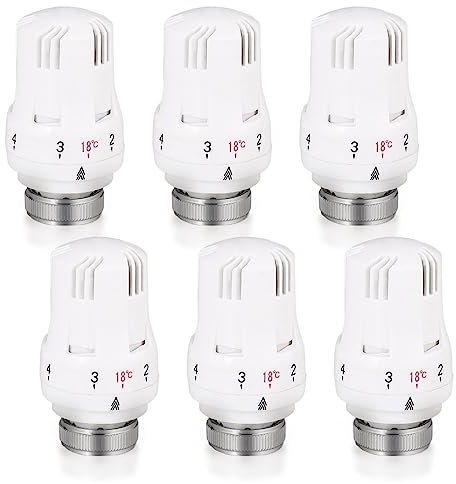 Vegena Testa Termostatica, 6 Pezzi Testina di Termostato Radiatore M30 x 1,5, Valvole Termostatiche, Valvola del Radiatore Sostituzione Termosifone Valvole