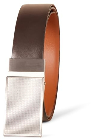 Amazon Essentials Cinturón de vestir reversible de cuero para hombre, marrón/bronceado, 38