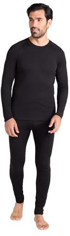 Mountain Warehouse Talus Mens Thermal Top & Pants Set - Lightweight & Breathable Baselayer, Isotherm, Moisture Wicking - Winter Camping, Outdoors, Travelling & Hiking Black (Top & Pant Set) M