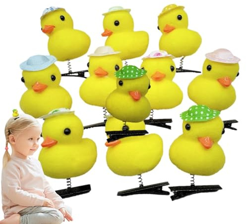 Pinza para el pelo de pato, juego de 10 horquillas de felpa de dibujos animados, pinzas para el pelo de animales de pato amarillo , accesorios divertidos para el cabello, tocado de Pascua