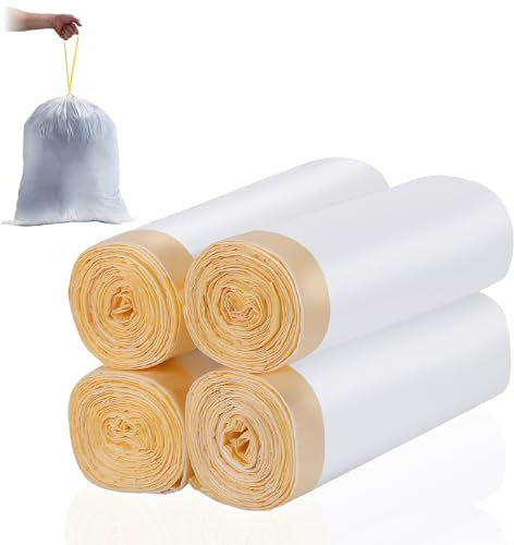 Bin Bags 30 Litre Bin Liners 30L 80 Counts - Tie Handle Bin Liner Recycled White Kitchen Garbage Bags Office Trash Bags for 20L-30L Bins