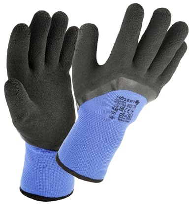 Högert Technik ZICHER guantes de protección recubiertos de látex, aislados, azul, talla 9, para bajas temperaturas, certificados según EN 388:2016