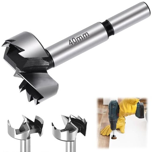 Raheem 40mm Forstner Drill Bit for Wood Round Shank Drill Accessories Forstner Bits for Solid Wood MDF Plastic Particleboard Plywood