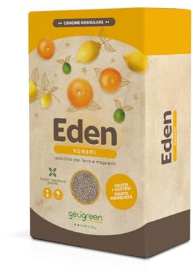 GEOGREEN EDEN AGRUMI concime specifico per limoni, mandarini, aranci, cedri, chinotti, pompelmo – organo minerale – NPK 10-5-14,5 – con magnesio e ferro