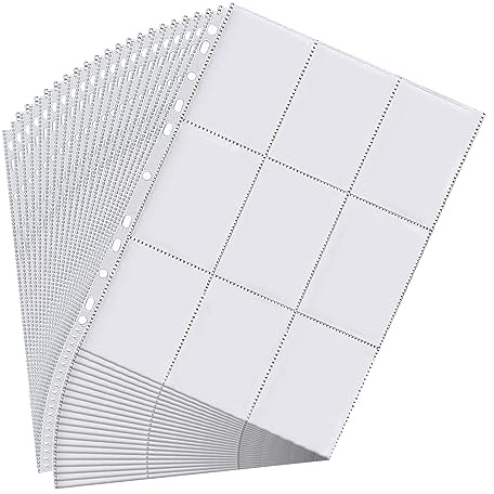 Relota 60 pagine raccoglitore carte doppia faccia con1080 tasche, buste per carte trasparenti collezionabili 11 fori, Pagine album Buste, calcio, Carte da Gioco