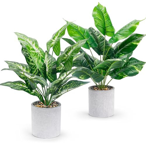 BTSD-home 2Pcs Artificial Plants Indoor Fake Plants with Pot Decoration Artificial Plant for Office Home Bedroom Living Room Modern Decor