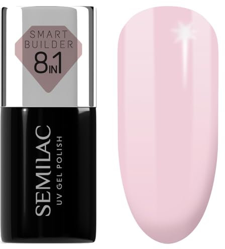 SEMILAC Smart Builder 8in1 - Builder Gel in the Bottle - All in One - High Coverage Gel Polish UV Light - Used as Base, Gel Nail Polish and Top Coat - UV Gel Polish Soak Off - 809 Tender Pink 7 ml