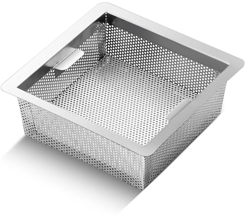 Tuanse 1 Pc 8.5 x 8.5 x 3 Inches Stainless Steel Commercial Floor Drain Strainer Square Floor Drain Filter Accessories for Commercial Kitchen Restaurant Diner Cafe (Inner Handles)