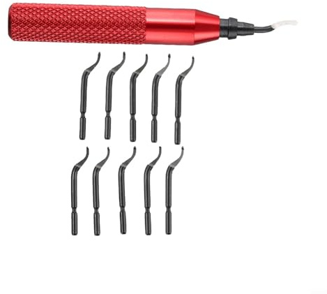 RB3000 Herramienta de desbarbado con 10 piezas BK3010 para HSS, diseño de mango de almacenamiento para metal, madera, plástico y acabado de impresión 3D, rojo