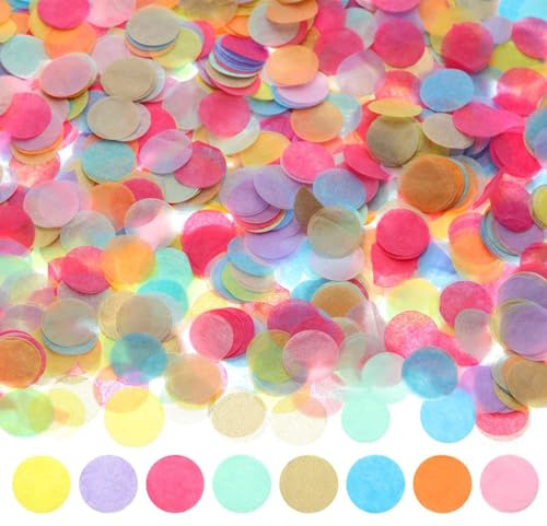 MBSIVSA 6000 Coriandoli Colorati 50g, Coriandoli Maxi Multicolor, 2.5 cm di Carta Rotonda Colorata, Decorazioni in Carta per Matrimoni, Compleanni e Feste