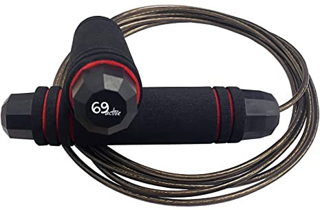 69active Fitness Springseil für Erwachsene - perfekt für Einsteiger - verstellbares Jumping Rope für ein effektives Training - aus Stahl gefertigt - mit praktischer Tragetasche