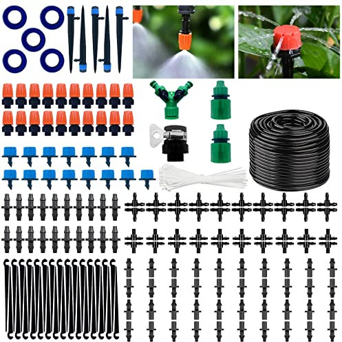 NINGESHOP Système d'irrigation Jardin, 211Pcs Kit d'irrigation Goutte, Kit d'irrigation Goutte à Goutte Automatique avec 40m Tuyau, Kit arrosage Automatique pour Jardin Serre Terrasse Pelouse Paysage