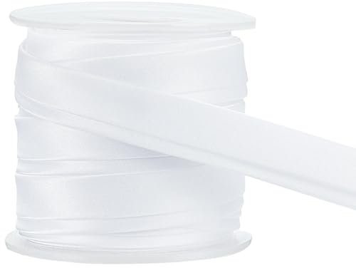 BENECREAT - Cinta de sesgo (12,5 m, doble pliegue de 15 mm, para costura, decoración, tapicería, muebles, rieles y ropa, color blanco