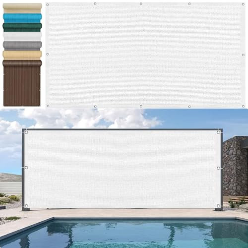 Brise Vue Jardin, Brise-Vue de Clôture 65 x 275 cm Protection Contre Soleil Habillage de Balcon avec Oeillets et Cordons, Facile a Poser pour Patio Extérieur Clôtures, Blanc