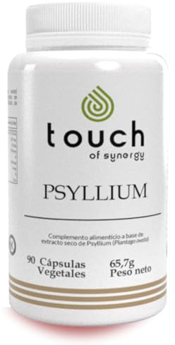 TOUCH OF SYNERGY - Psyllium 500mg - 90 Cápsulas - Fibra Soluble Natural - Regula el Tránsito Intestinal y Favorece la Salud Digestiva