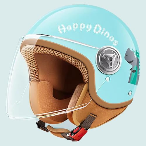 Casco Da Motociclista Per Bambini, Casco Da Ciclomotore Con Visiera Parasole Per Bambini E Bambine Dai 3 Ai 12 Anni, Omologato ECE 22.06, Casco Da Motociclista Aperto Per Bambini A,49-55cm