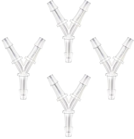 Exircy 4 Pcs Aquarium Air Valve 3 Way Aquarium Air Pump Connectors Plastic Y Shape Hose Connector Anti-Shedding Airline Tubing Connector for 3/16 inch Line Hose Barb Tee for Oxygen Gas Water