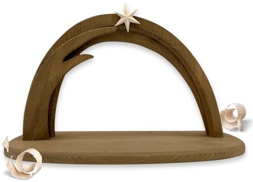 Akantus Krippenstall aus Holz – Moderner Krippenbogen aus Fichtenholz mit Stern – liebevoll gefertigter Krippenstall für Deine Weihnachtskrippe – Tradition & Handwerkskunst aus Südtirol