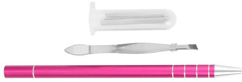 Hohopeti Friseurstift mit Gravur aus Edelstahl Kompakt mit 10 Klingen und Pinzette Haar und Augenbrauenformung für Salon und Barbershop Zufällige Farbe Zufällige Farbe