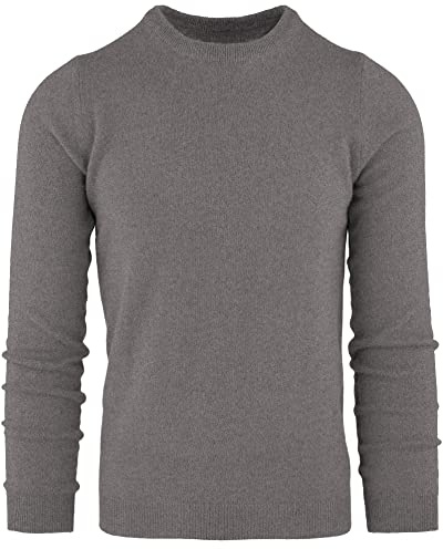 Cashmere Zone Maglione Uomo Girocollo 100% Puro Cashmere - Morbidissimo e Caldo, vestibilità Regolare, Perfetto per Ogni Stagione (M, Grigio Medio)