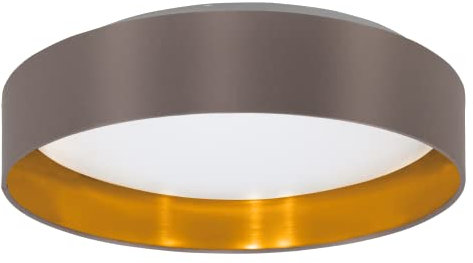 EGLO LED Deckenlampe Maserlo 2, Textil Deckenleuchte, Wohnzimmerlampe Decke aus Stoff in gold und cappuchino, Kunststoff in weiß, warmweiß, Ø 38 cm
