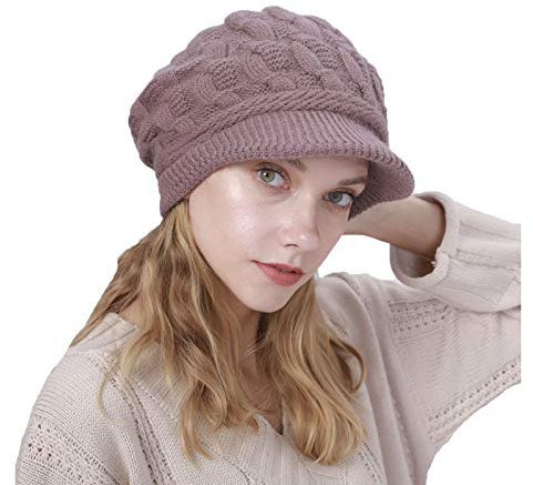YAMEE Gorro Invierno Mujer,Gorro de Punto con Visera,Boinas Slouch Beanie Elegante,Sombrero Invierno Cálido Gorras
