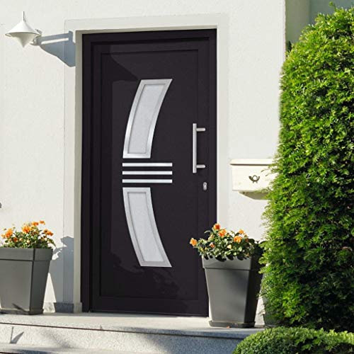 vidaXL Haustür mit Türgriffsatz Befestigungsset Dichtungsband Nebeneingangstür Eingangstür Wohnungstür Außentür Kellertür Tür Anthrazit 108x208cm