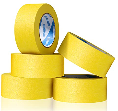 KIWIHUB Yellow Painters Tape,2 x 60 Yards x 5 Rolls (300 Yards Total) - Medium Adhesive Masking Tape for Painting,Labeling,DIY Crafting,Decoration and School Projects
