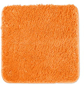 WohnDirect Badematte 45x45 cm ohne Ausschnitt Orange – Kleiner Badteppich Quadratisch & rutschfest, Flauschiger Badvorleger, Waschbar, für Gäste-WC & Fußbodenheizung