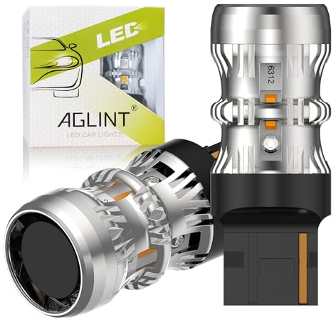 AGLINT T20 LED Lampadine con Fan CANBUS Senza Errori Anti Hyper Flash W21W 7440 LED Lampadina per Auto Luci Indicatori di Direzione Ambra 2PCS (T20/W21W/7440)