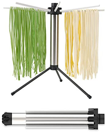 KITCHENDAO Collapsible Pasta Drying Rack, Easy Storage, Quick Set up, Foldable Pasta Dryer Rack, Spaghetti Noodle Tree Stand Hanger, Detachable for Easy Cleaning, Rotary Arms, Hold up to 5lbs