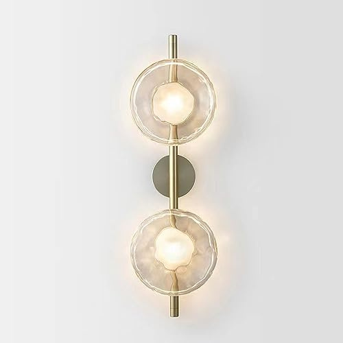 RXPVUXE Applique Murale Art Design Minimaliste 65cm LED Longue Applique Murale avec Abat-Jour Rond en Verre Clair, 10W Intérieur Créatif Applique Murale 3000K Chambre Salon Couloir Décor Luminaire