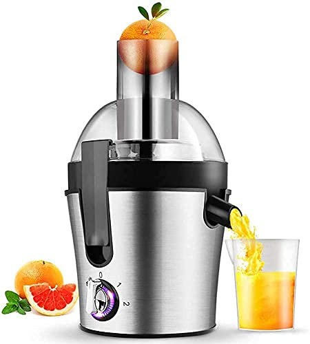 CAFIEDR Exprimidores, exprimidor centrífugo de 3 velocidades, Potente Extractor de jugos de Acero Inoxidable con función antigoteo, fácil de Limpiar, exprimidor Lento de 1,5 L sin BPA