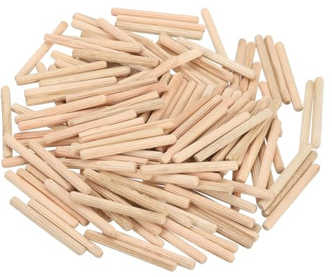 uxcell 100Pcs 3/16 x 2 Wooden Dowel Pins, Wood Dowels Rods, Furniture Woodworking Grooved Fluted Pin, Wooden Dowels Fluted for Craft, DIY Projects