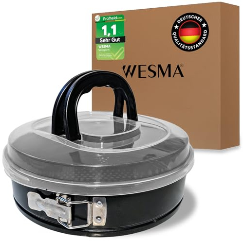 WESMA® Springform 26 cm rund mit Deckel | Premium Backform 26cm Springform mit Transporthaube | Kuchenform rund mit Transporthaube für Torten & Kuchentransport | Kuchenbox, Kuchenbehälter