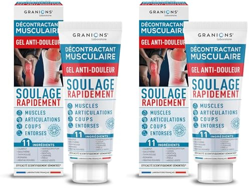 Décontractant Musculaire Gel Anti-Douleur GRANIONS | Soulage rapidement douleurs articulaires, musculaires et post-traumatiques | Effet Cryothérapie, Efficacité scientifiquement démontrée | 100 ml