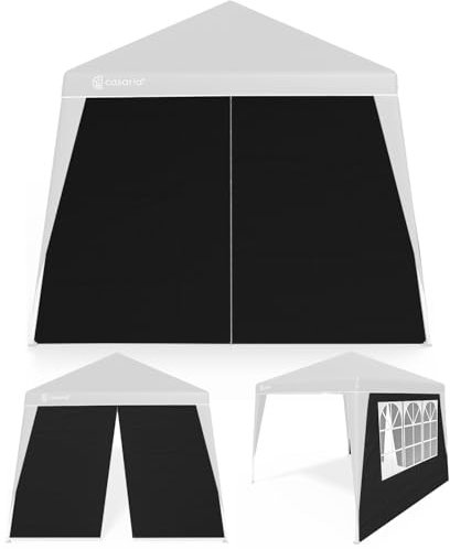CASARIA® 2X Seitenteil für Pavillon 3x3m Wasserdicht mit Fenster mit Reißverschluss Garten Seitenwand Abdeckplane Faltpavillon Pop Up Stabil Schwarz