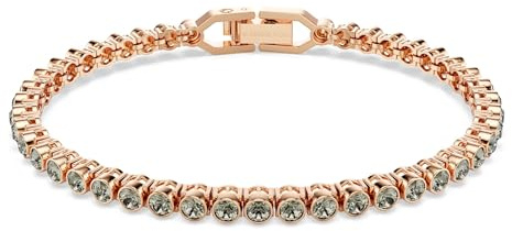 Swarovski Imber Emily Tennis Armband, Rosé-vergoldetes Damenarmband mit Grauen Kristallen in Kesselfassung, Mit Faltverschluss, Armbandlänge: 16.5-18.5 cm, Armbandbreite: 0.3 cm