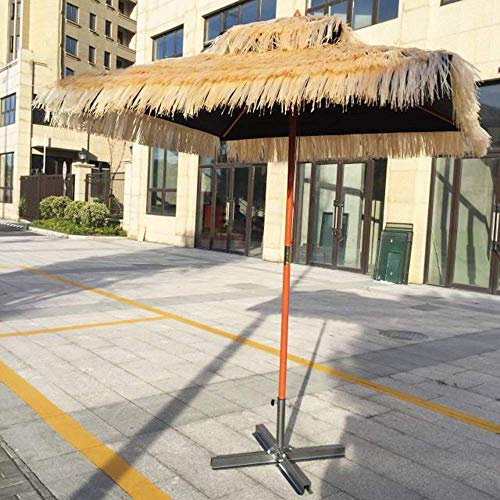 Patio de Plage en Bois carré de Parasol 1,8x1,8 m de Simulation de Paille/Balcon/terrasse/Cour Hauteur 2,4 m - Pas de Base, Naturel
