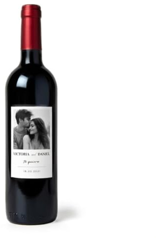 QUE COQUET® Vino Personalizado para Regalo | Botella de Vino Tinto o Blanco con Foto y Texto | Etiqueta Personalizada | Regalo Original para Cumpleaños, Parejas y Aniversarios