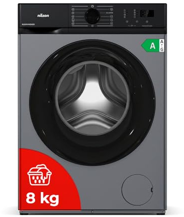 Nilson Lavadora 8Kg Carga Frontal Inox NL8200AIDVBX. 1200 rpm, Motor Inverter, 15 Programas, Eco-logic System, Tambor Acero Inoxidable, Clase de Eficiencia Energética A