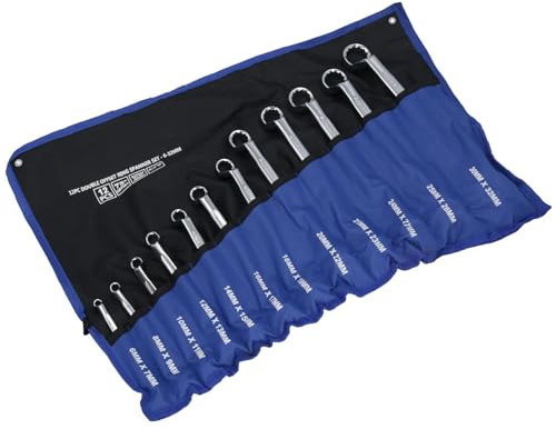 AB Tools-US Pro Sistema metrico a doppia terminazione chiavi ad anello 35 Grado chiave disassamento 6mm - 32mm 12pc