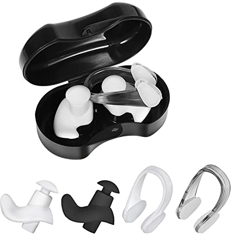 Savita 2 Set Swimming Ear Plug and Nose Clip Set Reusable Waterproof Ear Nose Protector for Showering Bathing Surfing Snorkeling Other Water Sports