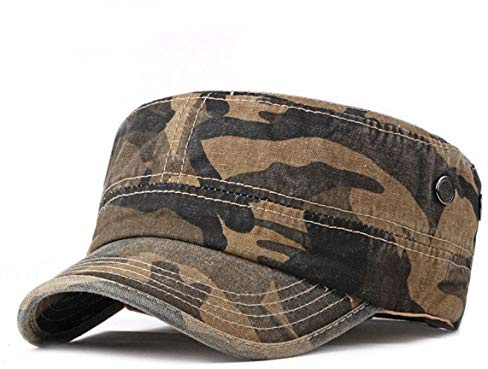 HUA YANG Army Cap Herren Baumwolle Military mütze Camouflage Baseballkappe Sommer Trucker Hut (Braun)